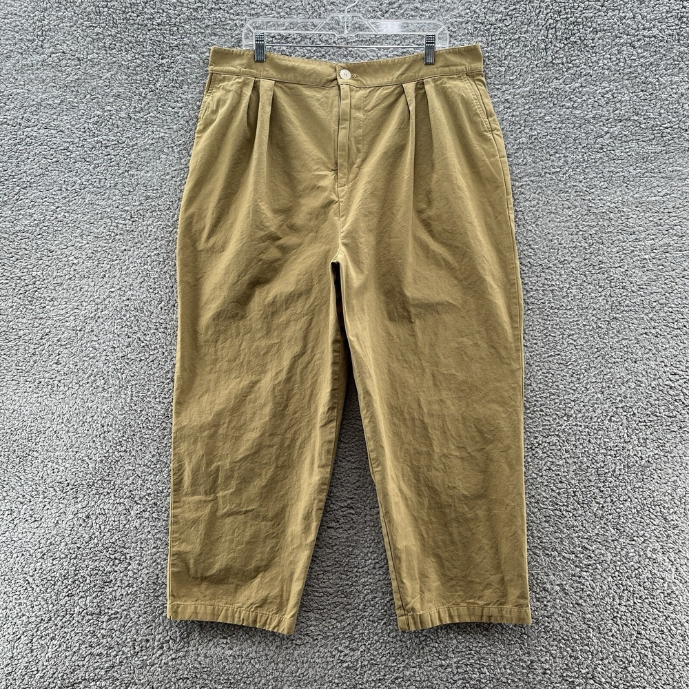 Esby Pants Womens 12 Tan Pleated Relaxed Cotton Balloon Trouser Ankle Chino